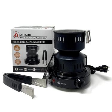 Imagem de AHADU Queimador de carvão elétrico de alta qualidade para iniciante de carvão de coco Hibachi Controle inteligente de superaquecimento e tablet de disco de carvão instantâneo. Fogão perfeito para acampamento ao ar livre, churrasco - Vem com pinça/alça grátis