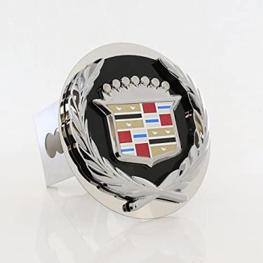 Imagem de Plugue de engate de reboque de aço com logotipo 3D preto para Cadillac Classic
