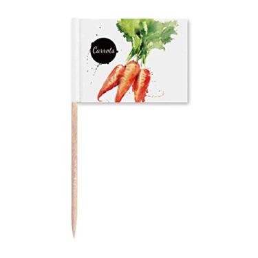Imagem de Cenoura vegetal saboroso saudável aquarela palito de dente marcadores decoração de festa