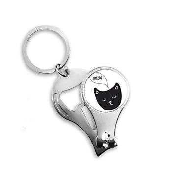 Imagem de Cabeça de gato preta Mewing Animal Nail Nipper Ring Chaveiro Abridor de Garrafas Cortador