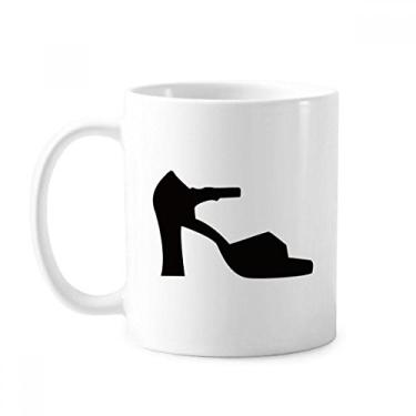Imagem de Caneca feminina com salto alto preto padrão contorno caneca cerâmica xícara de porcelana café louça