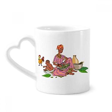 Imagem de Caneca aborígene africana para mulheres negras totems infantis café cerâmica copo de coração de vidro
