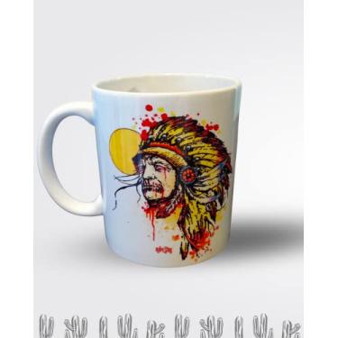 Imagem de Caneca Índio De Porcelana Personalizada Rupestre Modelo Incúria
