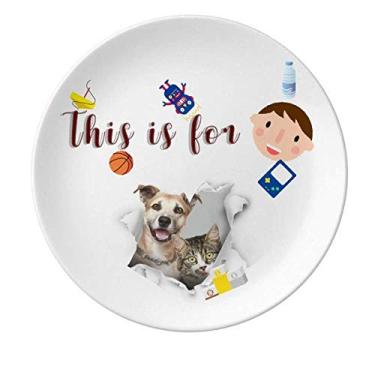 Imagem de Prato de porcelana animal Paper Break Shock Photo Prato redondo para jantar menino homem