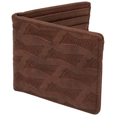 Imagem de Carteira dobr vel marrom Budweiser AOP gravata borboleta Deboss com janela para identidade, Brown, Carteira masculina cl ssica