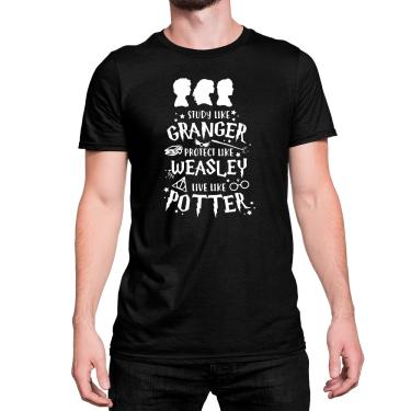 Imagem de Camiseta Study Like Granger Protect Like Weasley Live Harry