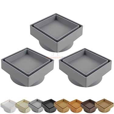 Imagem de Kit 3 Ralo Oculto Invisível Quadrado 10x10cm Plástico Com Tela Para Banheiro - AMZ - Cinza Escuro