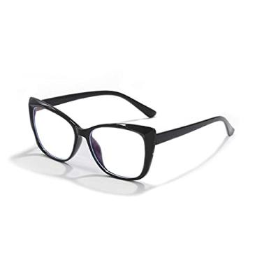 Imagem de Olho de gato anti-azul de bloqueio de luz azul óculos para mulheres óculos de computador transparentes óculos preto