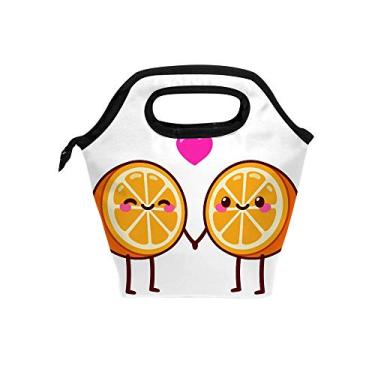 Imagem de Lancheira lancheira para piquenique escritório ao ar livre desenho bonito laranja térmica transporte gourmet bolsa térmica térmica térmica bolsa térmica térmica térmica