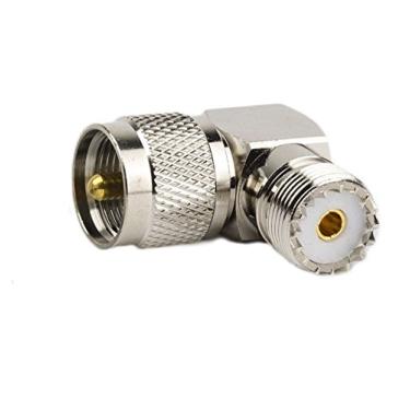 Imagem de DHT Electronics Adaptador coaxial RF coaxial UHF macho PL259 para fêmea so239 ângulo reto