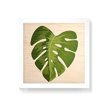 Imagem de Arte Maníacos Quadro decorativo com moldura caixa branca em Madeira - Costela de Adão Verde - 30x30cm