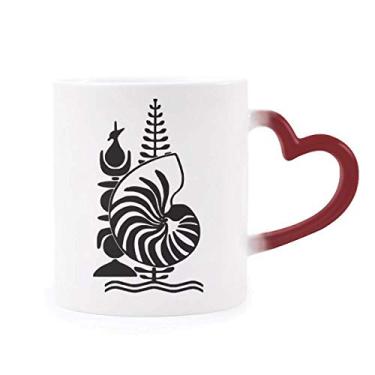Imagem de Caneca de grés com emblema nacional da Caledônia sensível ao calor vermelha que muda de cor