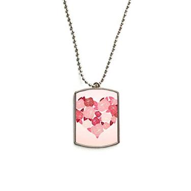 Imagem de Colar para animais de estimação com pingente de corrente de aço inoxidável para Dia dos Namorados com rosas em formato de coração