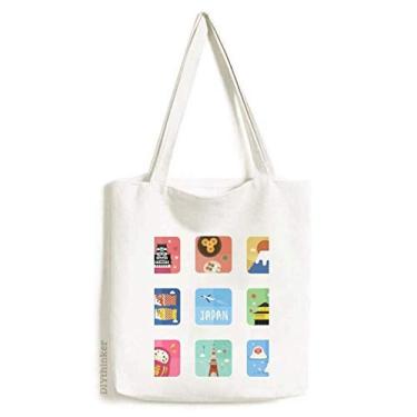 Imagem de Bolsa de lona com estampa de cultura japonesa para viagem, bolsa de compras casual