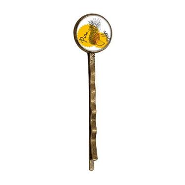 Imagem de Acessório para cabeça de pinheiro amarelo com desenho de frutas de metal retrô