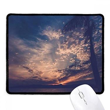 Imagem de Mousepad laranja azul escuro céu nuvens borda costurada tapete de borracha para jogos