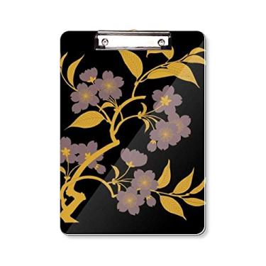 Imagem de Pintura Cultura Japonesa Prancheta de Flor Preta Pasta Bloco de Escrita Placa de Apoio A4