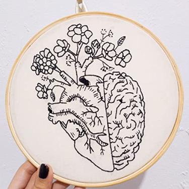 Imagem de Bordado no Bastidor - Coração e Cérebro