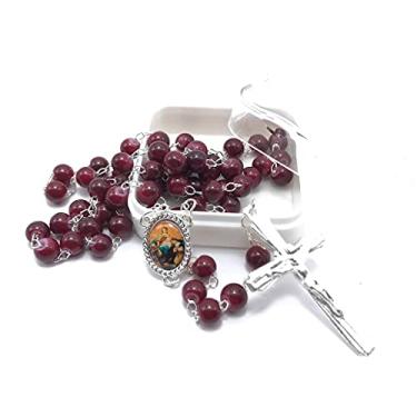 Imagem de Terço Nossa Senhora Do Rosário De Pompeia Vidro Marrom