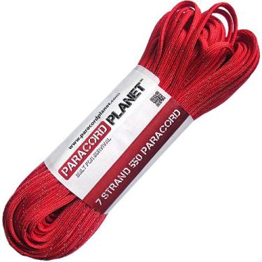 Imagem de PARACORD PLANET Mil-Spec cor reflexiva de paracorde de nylon de grau comercial de 1,8 kg Tipo III (vermelho imperial, 1,8 m)