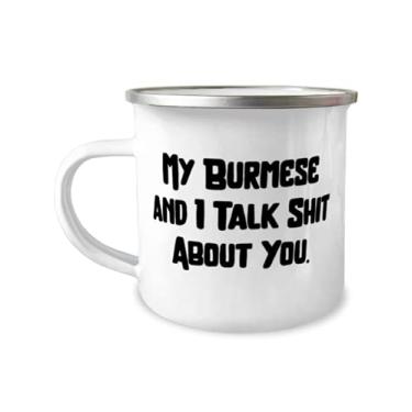 Imagem de de gato birmanês, My Burmese and I Talk Shit About You, Caneca de acampamento de 355 ml para gato birmanês