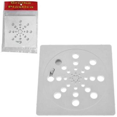 Imagem de Grelha / Ralo De Plastico Quadrado Branco Abre E Fecha 150Mm
