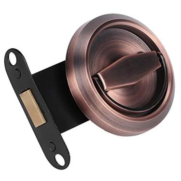 Imagem de Fechadura de porta, fechadura de porta redonda, acessórios de fechadura de porta de aço inoxidável 304 porta de acesso para portas de madeira portas de aço de madeira banheiro (bronze vermelho (com fechadura))