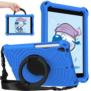 Imagem de Capa para tablet Para iPad 10.2 "(2021/2019) Crianças - Dropproof Durable Lightweight Eva Case, alça multifuncional rotativa de 360 ​​graus Kickstand Estojo Protetor Completo (Color : Blue)