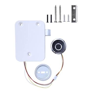 Imagem de Fechaduras de armário com impressão digital, fechadura de porta de gaveta sem chave recarregável por USB, fechadura biométrica eletrônica inteligente, BRANCO