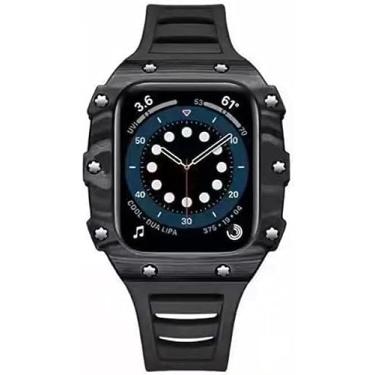 Imagem de TPUOTI Kit Mod de Fibra de Carbono de Luxo Rm Watch Case Elásticos, Para Apple Watch Series 8/7 45mm 44mm, Bumper 40mm Capa À Prova de Choque Fluoroelastômero Band Watch Acessórios