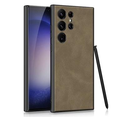 Imagem de LXURY Capa de couro para Samsung Galaxy S23 Ultra/S23 Plus/S23, capa de TPU macia para negócios com caneta Stylus suporte carregamento sem fio, capa antiarranhões, marrom, S23 Plus de 6,6 polegadas