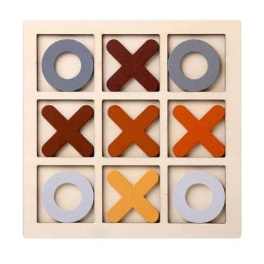 Imagem de MERIGLARE Tic tac toe jogo de tabuleiro xo brinquedo de mesa xoxo tabuleiro de xadrez cérebro teaser para famílias indoor ao ar livre adultos presentes festa, Café