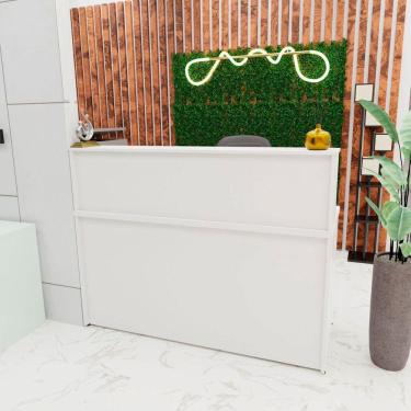 Imagem de Balcão Atendimento Recepção Consultório 140x60cm Com Gaveta Branco