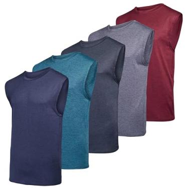 Imagem de Pacote com 5: regata masculina Dry-Fit Active Athletic Tech - roupa esportiva para treino e treino, Set a, Small