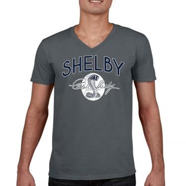 Imagem de Camiseta vintage com logotipo Shelby Cobra gola V American Legendary Mustang 427 GT500 GT350 Performance Powered by Ford Tee, Carvão, GG
