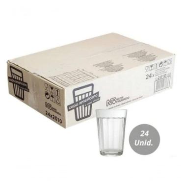 Imagem de Caixa 24 Copos De Vidro Americano Tradicional Nadir Figueiredo 190ml Cerveja Boteco Bar