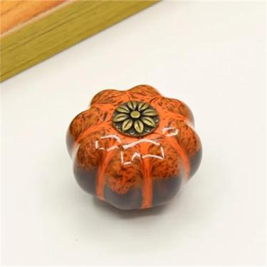 Imagem de Puxadores de cerâmica pintados à mão leopardo, puxadores de gaveta de armário, pacote de um botão com alça de parafuso, 1231, Qinggu, laranja