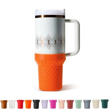 Imagem de Uvafly Bota de silicone para Stanley, protetor inferior de borracha alta, acessórios para Stanley Quencher H2.0 FlowState Tumbler 1,134 g / Adventure Quencher Tumbler 1,134 g (laranja)
