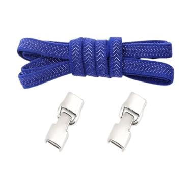 Imagem de Elastic Laces Sneakers Hook Locks Shoelaces Without Ties Wide Flats Creative No Tie Shoe Laces Kids Adult Shoelace (Color : Royal blue)