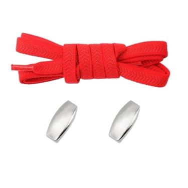 Imagem de Lock Elastic Laces Sneakers Tennis Shoelaces Without Ties Adult Kids Flat No Tie Shoelace For Shoes Accessories (Color : Red)