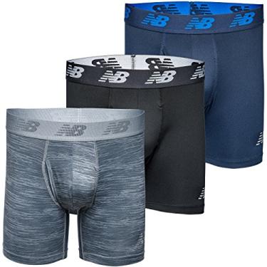 Imagem de New Balance Cueca boxer masculina grande e alta, 15 cm, braguilha frontal com bolsa, pacote com 3 cuecas boxer Big Man