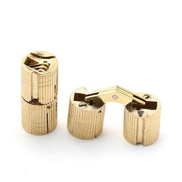Imagem de Rierdge Dobradiças invisíveis de latão de 8 mm, dobradiça cilíndrica oculta para móveis, ângulo de abertura de 180° para caixa de joias de madeira DIY, artesanato, 4 peças