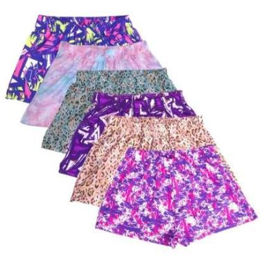 Imagem de Kit 6 Shorts Feminino Esportivo Treino Academia Estampado-Feminino