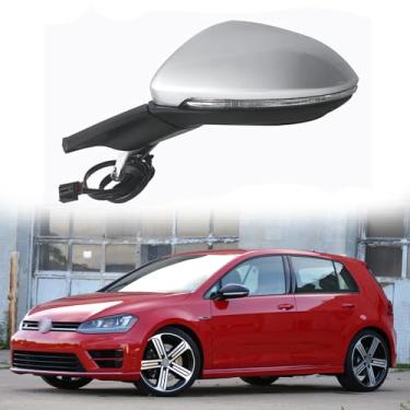 Imagem de Espelho retrovisor lateral adequado para Volkswagen VW Golf 7 MK7 2014 2015 2016 2016 Retrovisores laterais de substituição, ajuste elétrico, seta, aquecimento, dobra elétrica, luz de chão, memória