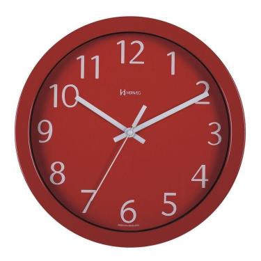 Imagem de Relógio De Parede Alumínio 30cm Preto Herweg 6719 Vermelho