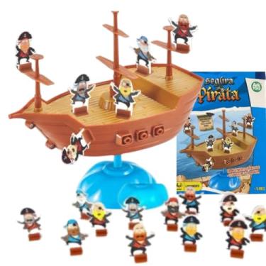 Imagem de Jogo Se Segura Pirata Brinquedo De Equilíbrio BARCO + 38 ACESSORIOS Interativo NAVIO Para Crianças TABULEIRO SALTA ESTIMULA CONCENTRAÇÃO DIVERSÃO EM FAMILIA