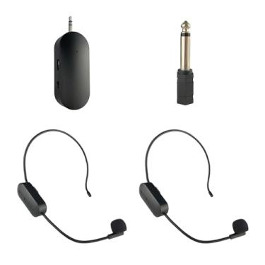 Imagem de Colaxi Cabeça microfone sistema de alto-falante microfone alto-falantes amplificador de voz sistema de fone de ouvido, para instrutor de fitness fitness, 2 microfones
