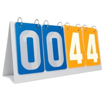 Imagem de kowaku Placa de pontuação flip placar esportiva durável pontuação contador de pontuação flipper para badminton, tênis, bola de futebol, azul, amarelo