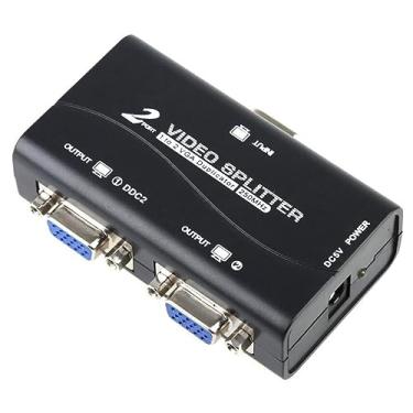 Imagem de ZEZEFUFU Divisor VGA 1 entrada 2 saídas interruptor de alta resolução VGA adaptador conversor divisor de vídeo para laptop PC para monitor