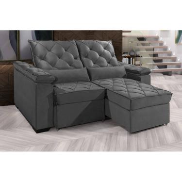 Imagem de Sofá Retrátil e Reclinável BERLIM 2.90m Velusoft D33 "Cinza" - ESTILO ESTOFADOS